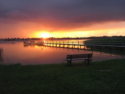 Sonnenuntergang in der Badeanstalt am gr.Pönitzer See