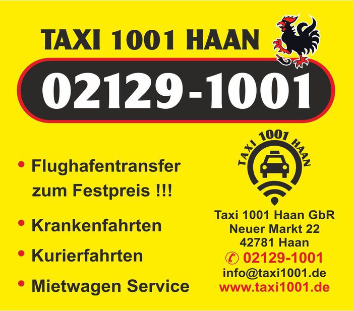 Taxi & Mietwagen Ruf 1001 Haan