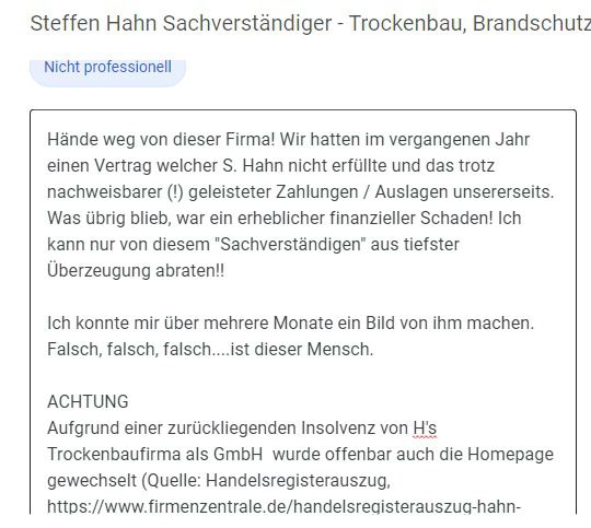 Steffen Hahn Sachverständiger - Trockenbau, Brandschutz