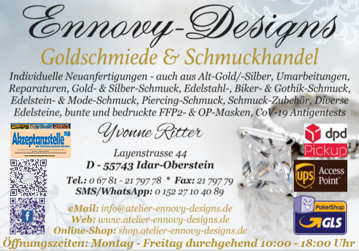 Ennovy-Designs - Gldschmiede & Schmuckhandel GLS-PaketShop, DPD PickUp-Shop & UPS Access Point Akzeptanzstelle 