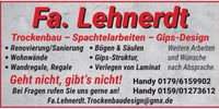 Nutzerfoto 1 Lehnerdt Trockenbau-Spachtelarbeiten-Gips-Design